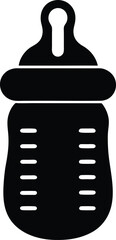 Baby Bottle Silhouette Vector | Infant Feeding Icon in Simple Black Vector Design