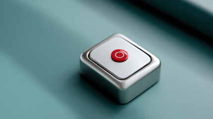 single red button on sleek, minimalistic tech interface