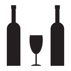 wine bottles and glasses icon on white background.