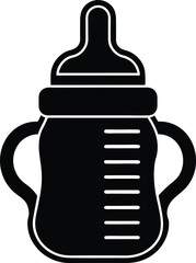 Baby Bottle Silhouette Vector | Infant Feeding Icon in Simple Black Vector Design