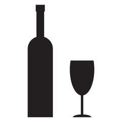 wine bottles and glasses icon on white background.