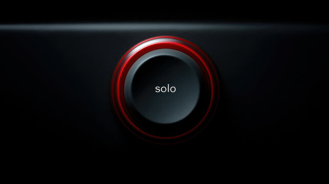minimalist black and red button marked solo on dark background