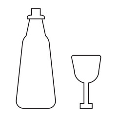 wine bottles and glasses icon on white background.