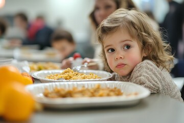 Scene of care and need in soup kitchen