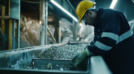Technician inspecting and testing extraction machinery before the lithium mining season begins. Featuring machinery testing
