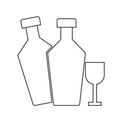 wine bottles and glasses icon on white background.