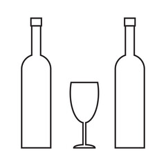 wine bottles and glasses icon on white background.