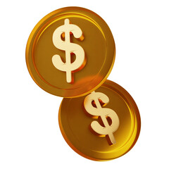 3d money coins dollar payment finance business icon