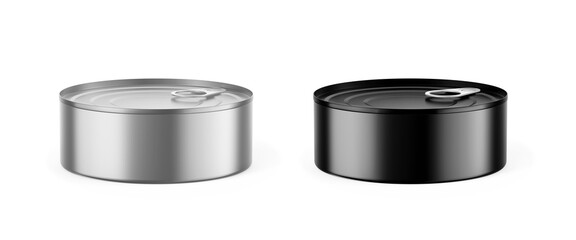 Metallic Tin Can Mockup 3D Rendering Isolated Background