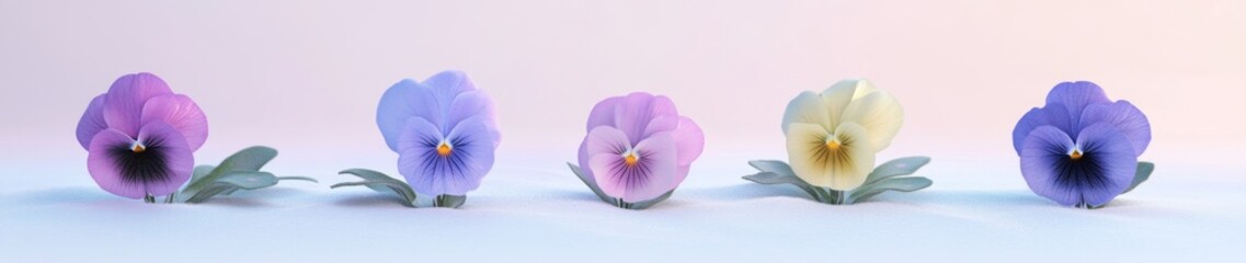 Delicate Pansies in Pastel Hues