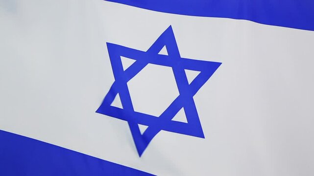 Textile flag of Israel in slow motion