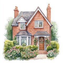 Charming Brick Cottage, adorned with vibrant rose bushes, welcomes you with open doors and a picturesque view.