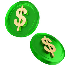 3d money coins dollar payment finance business icon
