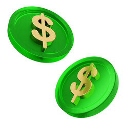 3d money coins dollar payment finance business icon