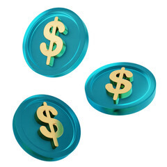 3d money coins dollar payment finance business icon