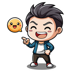 Fototapeta premium Happy cartoon character pointing