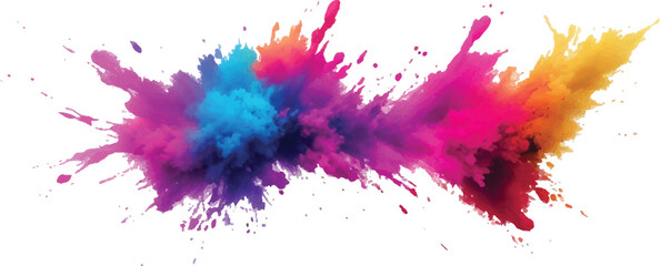 Modern Abstract Watercolor Stains: Colorful, Dynamic Brush Strokes and Bright Splashes in Rainbow Shades Form a Trendy Aquarelle Design Element Against a Pure White Canvas for Bold Artistic Expression