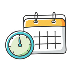 calendar clock combo icon, calendar clock combo vector illustration-simple illustration of calendar clock combo, perfect for calendar clock combo logos and icons