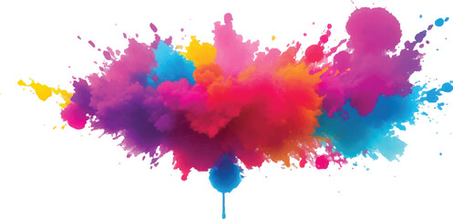 "Radiant Watercolor Strokes: Bold, Vibrant Splashes of Color in an Abstract, Rainbow-inspired Pattern on a Clean White Canvas – A Modern Artistic Element in Aquarelle Style"
