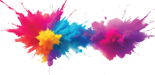 "Rainbow Watercolor Explosion: A Bold Combination of Bright Brush Strokes, Splatter, and Stains in Vibrant, Aquarelle Colors, Carefully Set Against a White Background for a Trendy, Contemporary Look"
