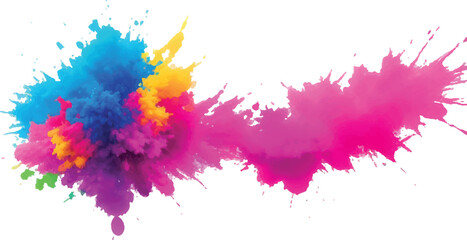 "Rainbow Watercolor Explosion: A Bold Combination of Bright Brush Strokes, Splatter, and Stains in Vibrant, Aquarelle Colors, Carefully Set Against a White Background for a Trendy, Contemporary Look"
