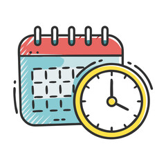 clock with calendar icon, clock with calendar vector illustration-simple illustration of clock with calendar, perfect for clock with calendar logos and icons
