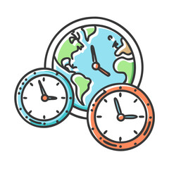 clock with time zones icon, clock with time zones vector illustration-simple illustration of clock with time zones, perfect for clock with time zones logos and icons
