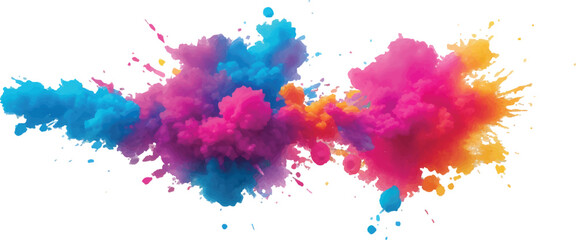 "Modern Watercolor Magic: A Burst of Bright Colors in Bold Brush Strokes and Vibrant Splatter, Blending Into a Rainbow Aquarelle Pattern on a Crisp White Background – A Trendy Artistic Element"
