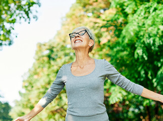 woman senior happy retirement elderly dreaming relaxation meditation nature active imagination daydreaming harmony freedom carefree wellbeing