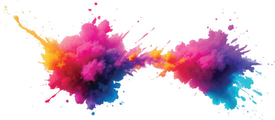 "A Stunning Explosion of Bright and Colorful Watercolor Splashes: Bold Brush Strokes in Vibrant Rainbow Hues Create a Modern, Abstract Aquarelle Design Against a Crisp White Background"
