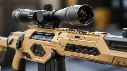 Modern sniper rifle with scope in a tactical setting