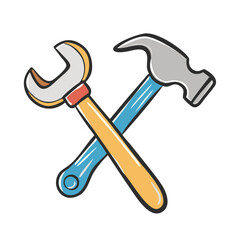 hammer and wrench icon, hammer and wrench vector illustration-simple illustration of hammer and wrench, perfect for hammer and wrench logos and icons