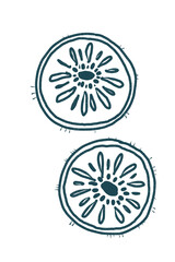 kiwi slices lineart 