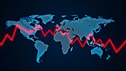 Naklejka premium World Map With Economic Decline Chart
