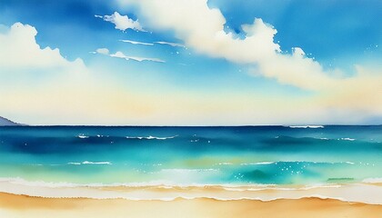 Obraz premium peinture de paysage aquarelle de mer