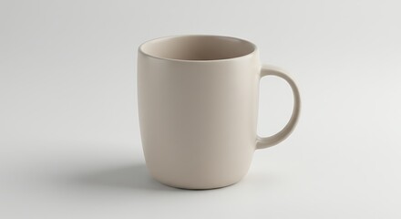 Minimalist Ceramic Mug: Warm Beige Tone on White Background