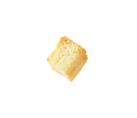 One delicious crispy crouton isolated on white
