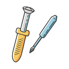 screwdriver and nail icon, screwdriver and nail vector illustration-simple illustration of screwdriver and nail, perfect for screwdriver and nail logos and icons