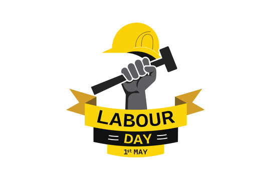 May 1 Labour Day Poster with Strong Fist, workers protest day illustration, labor day vector clipart, international workers day vector