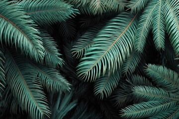 Lush green palm leaves background