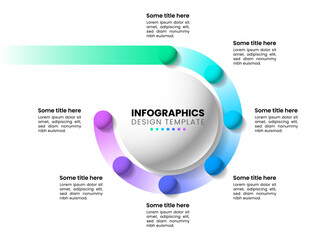 Infographic template. 7 balls with line and text