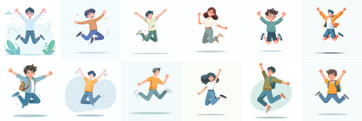 Vector of a teenager jumping for joy