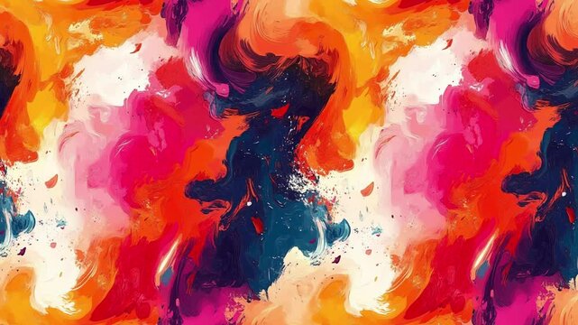 Abstract Colorful Paint Swirls Looped Animation Background