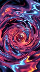 Abstract swirling vortex of vibrant colors with a glossy texture effect