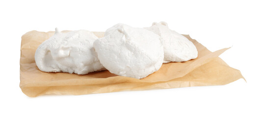 Delicious homemade meringue cookies isolated on white