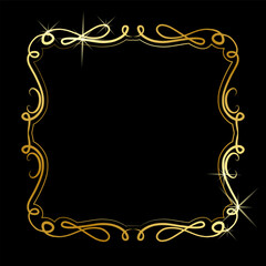gold shiny floral frame border