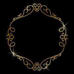 Luxury decorative gold frame on dark background