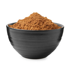 Superfood. Cinnamon powder in bowl isolated on white