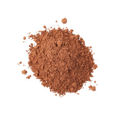 Superfood. Pile of cocoa powder isolated on white, top view
