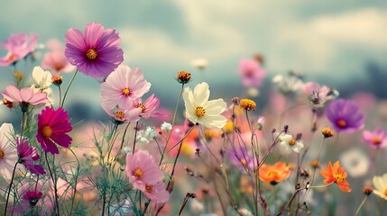 Obraz premium Colorful cosmos field in soft light (1)